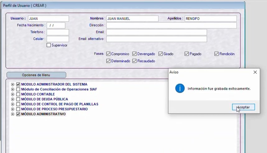 Paso 5 creación de usuario SIAF